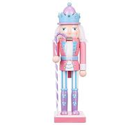 Veemoon Nutcracker Christmas Decor Wooden Pink Nutcrackers Figures for Xmas Indoor Tabletop Desktop Shelves Ornaments