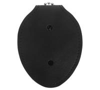 Veemoon Oval Badge Holder with Security Clip, Faux Leather ID Card Case with Chain, Universal Badge Belt Clip for Firefighters and Office Staff,