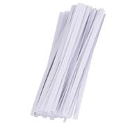 Veemoon Paper Covered Iron Wire and Craft Packaging Sealing Strips White 10cm 1000pcs Pack for Bag Wrapping and Seal, Suitable for Packaging and Craft Use