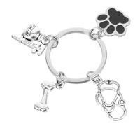Veemoon Paw Print Keychain Charm Hanging Keyring for for Backpack Handbag Accessory Dog Owners and Veterinary Professionals