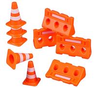 Veemoon Pcs Mini Plastic Construction Cones Fence Roadblock Signs, 1.3inch Miniature Road Cones Early Child Education Tool Traffic Signs Model Small Construction Ornament Micro Landscape