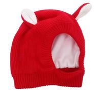 Veemoon Pet Dog Knitted Hat for Winter Red Bunny Ears Warm and Soft Material for Large Dogs Like Golden Retrievers for Outdoor Activities and Costume Parties