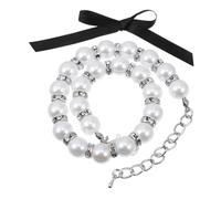 Veemoon Pet Imitation Pearl Collar Necklace Stylish White Medium Size Cat and Dog Accessory Suitable for Daily Wear and Special Occasions