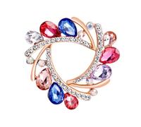Veemoon Petal Brooch Colourful Alloy and Glass Crystal Flower Brooch, Korean Style Clothes Accessory with Fine Polishing and Lasting Luster for Theme and Holiday Parties Color