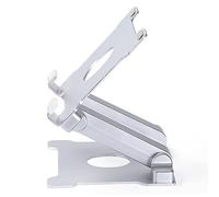 Veemoon Phone Live Streaming Stand with Sturdy Silver Base Ergonomic Desktop Holder and Tablet Bracket Folding Design for Comfortable Viewing and Portable Use at Home Office
