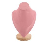 Veemoon Pink Velvet Mannequin Necklace Display Stand for Pendant Chains | Wood Frame, Bust Shape, Easy to Move, Boutique Showcase Styling for Vendors and Photography Setups