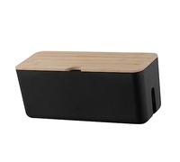 Veemoon Plastic Cord Organizer Box with Bamboo Lid Durable Cable Management Storage for Power Cords Data Cables and Items for Home Office and Living Spaces