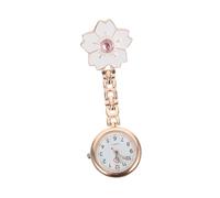 Veemoon Pocket Watch Hanging Chest Watch with Clip on Design Portable Mineral Reinforced Glass Mirror Zinc Alloy Flower Shape Creative Beautiful Style for Nurses and Staff