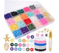 Veemoon Polymer Clay Beads Kit Lightweight Flat Beads for Bracelet Making DIY Jewelry Craft Supplies for Teens and Adults