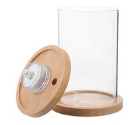 Veemoon Portable and Lighting Tank LED with Glass Fish Detachable Wooden Frame, Crystal round Aquarium for Stress-relieving Starter Aquarium Kit Desktop Bedside Tables and Desks
