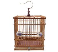Veemoon Portable Bamboo Bird Cage for Small Songbirds and Goldfinches with Removable Tray, Carbonized Purple Finish, Suitable for Travel, Garden, and Balcony Use