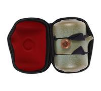 Veemoon Portable Easy to Store Ceramic Teapot Kung Fu Tea Set with 2 Cups Nesting Design Green with Packing Box Travel Tea Kit for Home Use