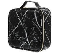 Veemoon Portable Marble Makeup Case Compartment Design Enough Capacity Skin Care Products Makeup Palettes Featuring Pu and Nylon Material Stylish Marbling Pattern Easy to Store Portable