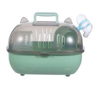 Veemoon Portable Small Pet Cage for Travel with 2 Tiers, Breathable Abs Plastic, Silent Exercise Wheel and Water Bottle, Space Saving Design for Hamsters, Rats, Lizards in Small Spaces