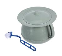 Veemoon Portable Urinal Basin with Lid for Elderly and Durable Chamber Pot Toilet with Stable Base Easy to Clean Reusable Spittoon for Bedside and Camping Use Includes Brush