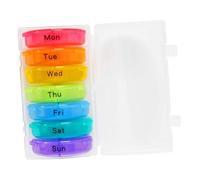 Veemoon Portable Weekly Pill Organizer Box Rainbow Transparent Medicine Classification Container Lightweight Food-Grade Plastic Dispenser for Outdoor Travel and Daily Vitamins