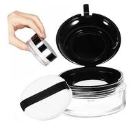 Veemoon Powder Travel Container Loose Powder Container with Mirror and Puff Portable Sleek Plastic Compact Case for Women Makeup Storage Dating and Shopping