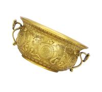 Veemoon Pure Copper Sacrificial Bowl for Temple Worship and Home Rituals Small Golden Cornucopia Decoration with Double Ear Handles Wealth Lucky Ornament for Buddhist Altar and Living