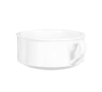 Veemoon Pure White Ceramic Double Handle Dessert Bowl 4-inch Sugar Water Soup Bowl for Hong Style Taro Ball Salad and Western Soup, Single Piece Serving Dish for Food Presentation