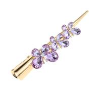 Veemoon Purple Alligator Hair Clip with Crystal Butterfly Rhinestone Durable Horn Shaped Barrette for Women Bride Versatile Wedding and Party Hair Accessory