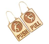 Veemoon Push Pull Door Wooden Signs Entrance Door Pull Sign 12x8x0.5inch Easy to Use Rustic Wood with Jute Rope Enhancing Ambiance for Cafe Shop Restaurants