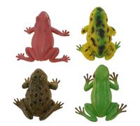 Veemoon Pvc Simulated Frog with Sound, 4pcs Realistic Kid Toy Frogs Lifelike Plastic Toad Model Lovely Table Toad Ornament Small Green Garden Animal Decoration Child Educational Toy