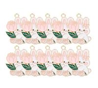Veemoon Rabbit Charms Keychain Pendant Set for DIY Jewelry Making, Alloy Material Cartoon Rose Bunny Design, Accessories for Crafting and Bag Decoration, for Arts and Crafts Projects