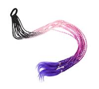 Veemoon Rainbow Braided Ponytail Hair Extension with Hair Tie Lightweight Colored Braids Wiglet for Women Cosplay Festival Party Halloween Stage Performance Accessories