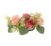 Veemoon Realistic Silk Flower Candle Rings Wreath Assorted Color Fine Texture Easy to Take Care of Spring Decorative Candlestick Wreath for Wedding Table Centerpiece