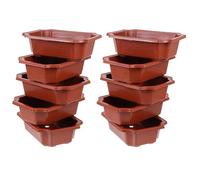 Veemoon Rectangular Bonsai Pots Lightweight 10pcs Vintage Style Gardening Accessory with Easy to Move Feature in Red for Garden Plants and