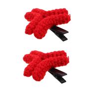 Veemoon Red Angry Mark Knitted Hair Clips for Women Soft Yarn Bangs Hairpins Creative Crochet Styling Accessories for Parties Holidays Live Streaming Fun Decorative Barrettes
