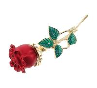 Veemoon Red Rose Flower Brooch Pin for Women, Decorative Flower Lapel Pin with Enamel Coating, Elegant Red Floral Brooch for Dress and Suit Accessories, Valentines Day