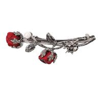 Veemoon Red Rose Hair Clip Alloy Floral Bobby Pin with Smooth Surface for Quick Styling, Retro Elegant Spring Hair Accessory for Weddings and Dates