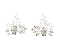 Veemoon Removable Pearl Shoe Flowers 1 Pair Crystal Rhinestone Silver | Clip on Style Update, No Permanent Alteration, Quick Carry Option for Bridesmaid Attire and Parties
