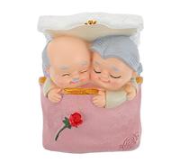 Veemoon Resin Old Man and Old Lady Decoration Elderly Couple Figurines Birthday Cake Topper for Grandparents Christmas Bedside Table Decoration