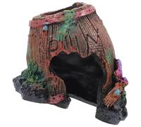 Veemoon Resin Reptile Hideout Cave with Ramp, Creative Lizard and Turtle Hiding Place for Terrarium Habitat, Sturdy Reptile Tank Shelter for Amphibians and Small Pets