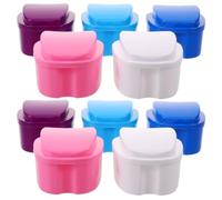 Veemoon Retainer Secure Tightly Pp Sealed Basket Lid, Material and 10pcs Portable Denture Carrying Case with Strainer Cleaning Box for Storage and Dust Protection, for Bedside Tables