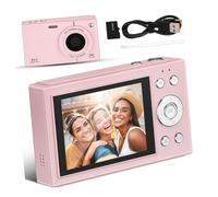 Veemoon Retro Digital Camera Compact Shoot with Zoom Anti-shake Storage Easy Operation for Students and Beginners Pink Vintage Style Photography Gift for Teens
