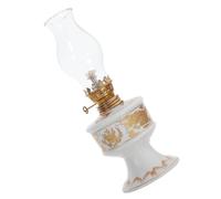 Veemoon Retro Double Dragon Vintage Oil Lamp, Small Indoor Kerosene Lantern for Home Decor, Ceramic Mini Oil Lamp for Traditional Ceremony and Celebration