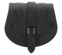 Veemoon Retro Style Medieval Bag Pouch Intricate Nordic Viking Patterns, Black Pu Leather Belt Bag for Cosplay and Performances, Comfortable and Versatile Renaissance Waist Pack