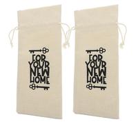 Veemoon Reusable Wine Bottle Bags Beige Colour Cotton and Linen Material 2pcs with Drawstring Design Gift for Chocolate and Wine for Parties and Festivals