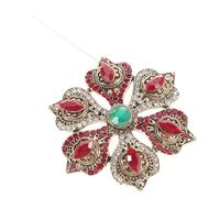 Veemoon Rhinestone Baroque Flower Brooch Pin Elegant Hollow Design for Women Festive Christmas Accessory Meaningful Six Treasure Jewelry for Special Occasions Celebrations