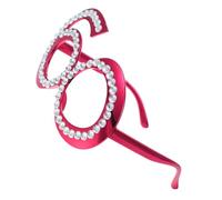 Veemoon Rhinestone Birthday Glasses Decorative Anniversary Plastic Party Prop for Photo Booth Red Design with Smooth Edges Funny Party Accessory for Celebration