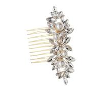 Veemoon Rhinestone Pearl Wedding Hair Comb for Brides Bridesmaids Firm and Secure Bridal Hairpiece Stable Metal Side Comb Elegant Hair Accessory for Prom and Formal Events