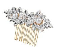 Veemoon Rhinestone Pearl Wedding Hair Comb for Brides Elegant Bridal Hair Accessory Side Clip for Women Comfortable Non Damaging Design for Weddings Proms and Parties