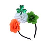 Veemoon Rose Clover Headband St Patrick Day Hair Hoops Shamrock Flower Headpiece Festival Cosplay Party Hairbands Irish Hair Accessory