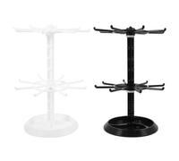Veemoon Rotating Jewelry Display Stand Keychain Holder Organizer 2pcs with Plastic Material and Modern Stylish Design Not Easy to Deform for Dressing Table Use