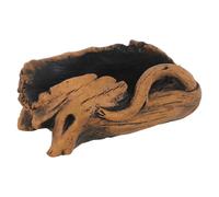 Veemoon Rustic Tree Stump Cement Flower Pot with Driftwood Root Design, Vintage Wood Planter Bowl for Mini Succulents, Creative Container for Indoor and Outdoor Gardening