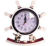 Veemoon Sail Boat Ship Wheel Beach Clock Boat Wheel Clock Nautical Bathroom s Anchor Desktop Non Ticking Wall Desk Topper Wood Swing Bedside