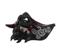 Veemoon Samurai Cosplay Mask Black Full Face Demon Warrior Mask for Halloween Party and Stage Performance